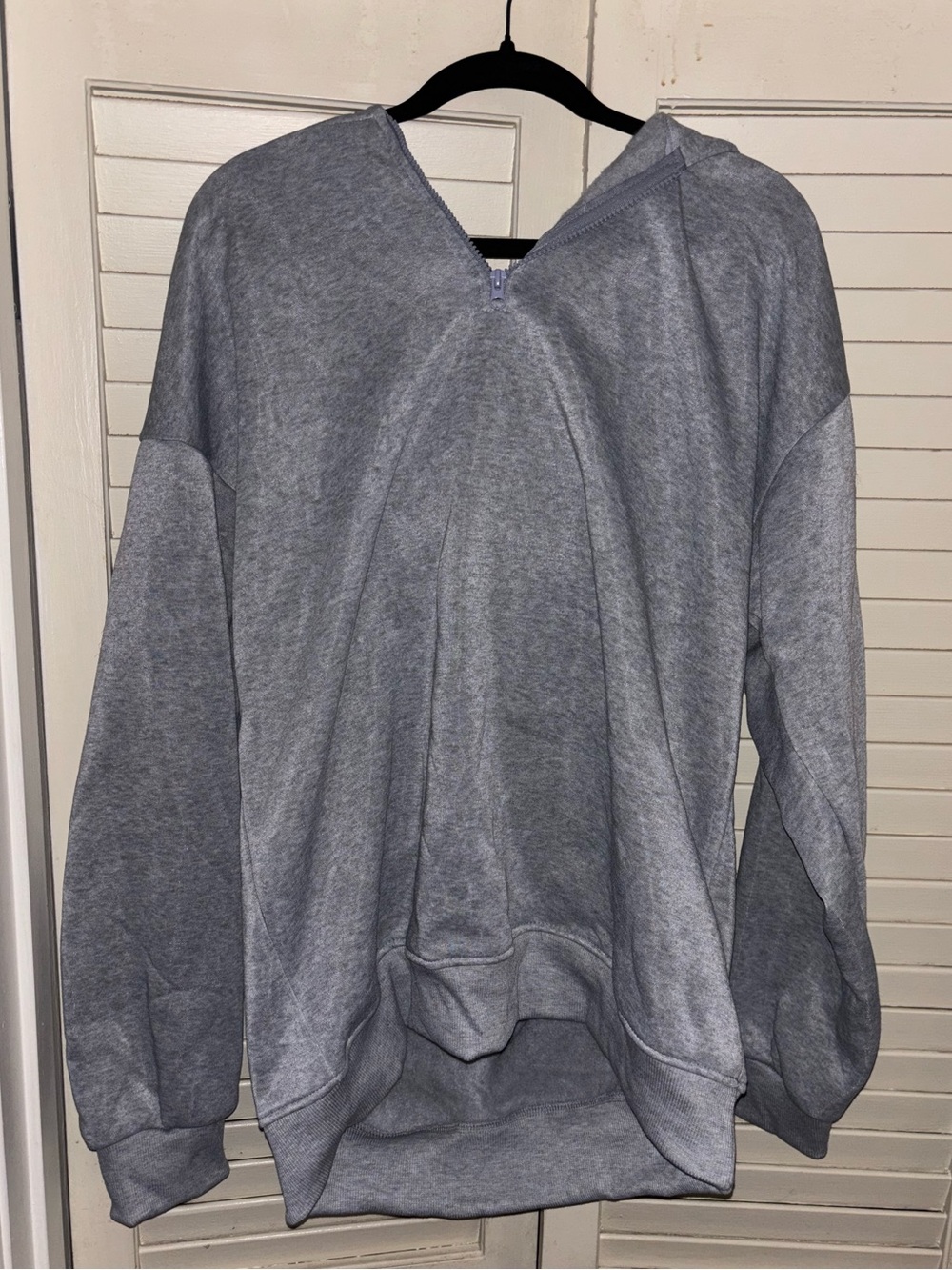 Gray Women's Pullover Hoodie Quarter Zip Sweater - Casual Comfort